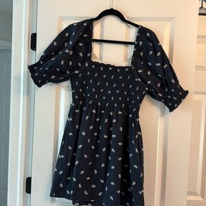 Hill House Athena Nap Dress - Navy Autumn Paisley. Size L.